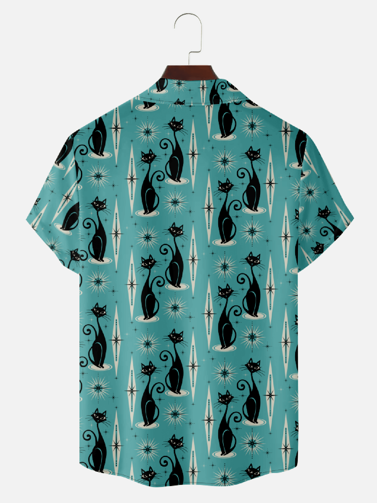 Men's Mid-Century Atomic Cat Short Sleeve Shirt Eleven Oasis
