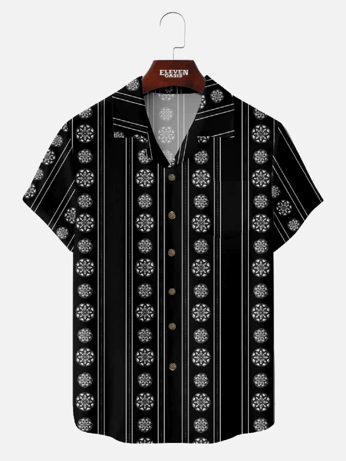 Men??s Short Sleeve Camp Collar Shirt with Traditional Patterns and Mid-Century Modern Art 