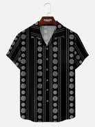Men??s Short Sleeve Camp Collar Shirt with Traditional Patterns and Mid-Century Modern Art 