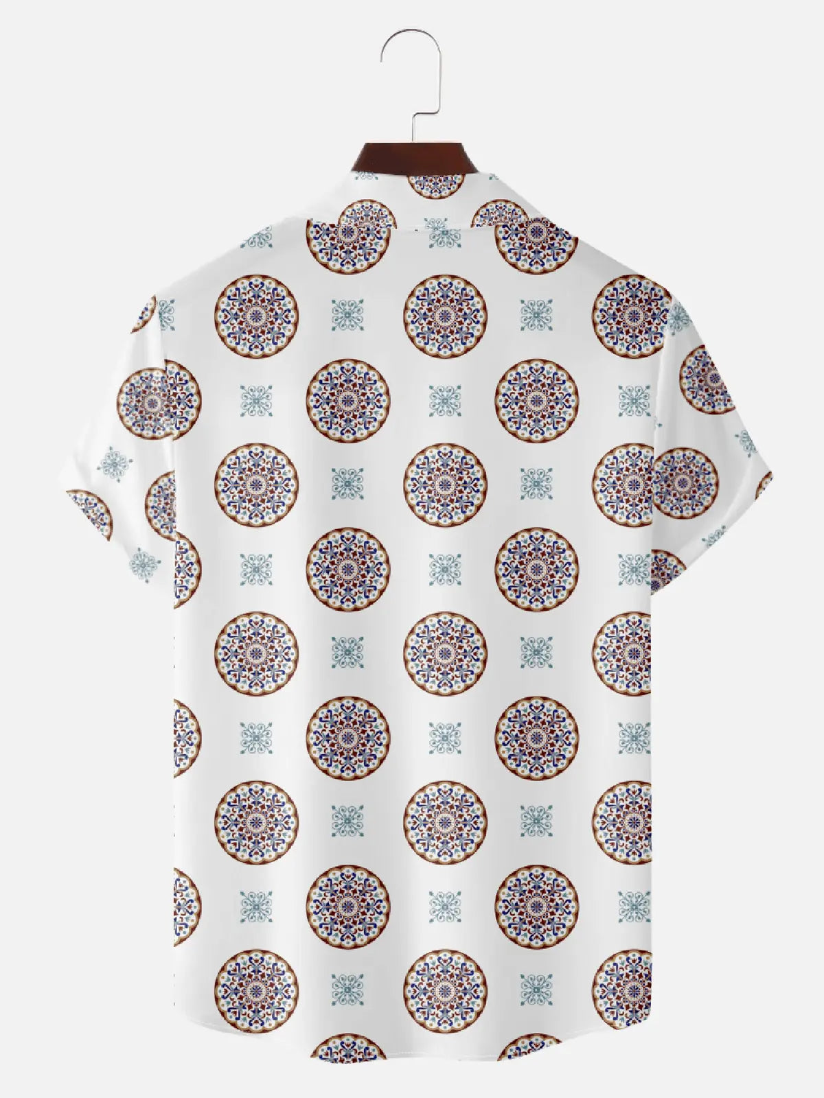 Men's Mediterranean Tile Mosaic Hawaiian Short Sleeve Shirt - Cosmo Kramer Wardrobe Eleven Oasis