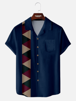 Men's Geometric Triangle Panel Short Sleeve Shirt - Chandler Bing Wardrobe Eleven Oasis