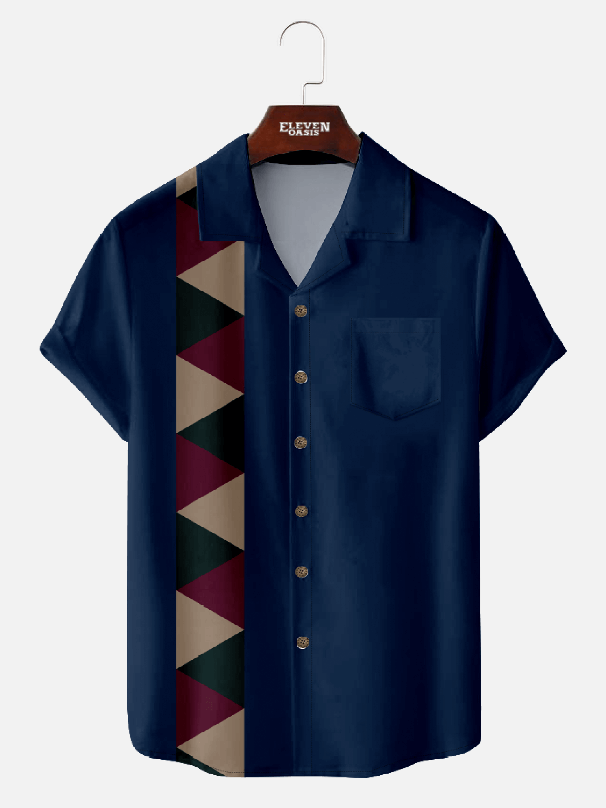 Men's Geometric Triangle Panel Short Sleeve Shirt - Chandler Bing Wardrobe Eleven Oasis