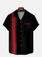 Men¡¯s camp collar short sleeve shirt with stripes and traditional patterns