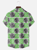 Men's Tiki-Inspired Tribal Hawaiian Short Sleeve Shirt  - Cosmo Kramer Wardrobe Eleven Oasis
