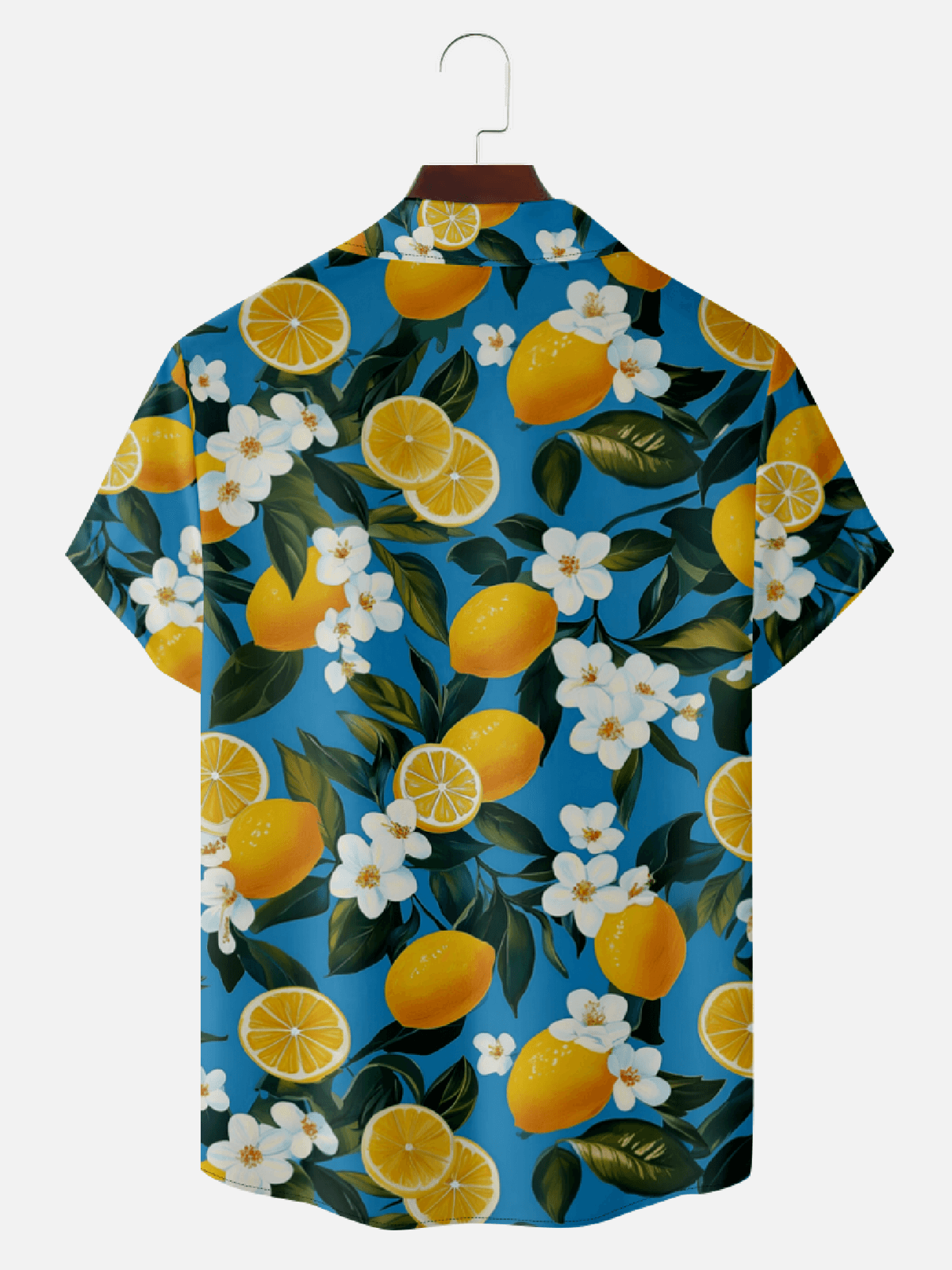 Men's Camp Collar Short Sleeve Lemon Print Shirt - Tropical Vacation Style Eleven Oasis