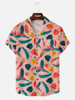 Men's Retro Parrot Paradise Camp Collar Short Sleeve Shirt Eleven Oasis