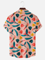 Men's Retro Parrot Paradise Camp Collar Short Sleeve Shirt Eleven Oasis