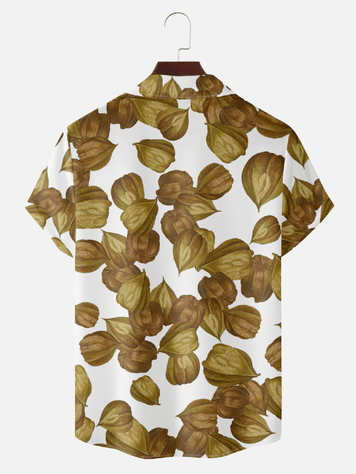 Men's Tropical Fruit Pattern Camp Collar Short Sleeve Shirt - Delicious Cape Gooseberry Eleven Oasis
