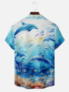Men's Ocean Sanctuary Dolphin Hawaiian Short Sleeve Shirt  - Magnum, P.I. Wardrobe Eleven Oasis