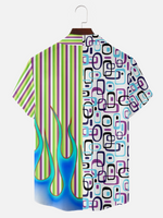 Men's Retro Geometric Flame Hawaiian Short Sleeve Shirt Eleven Oasis