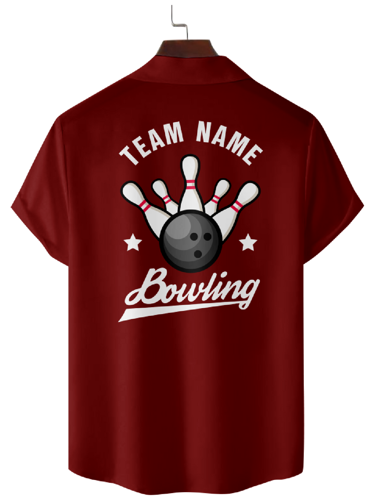 Men's Custom Team Camp Collar Short Sleeve Shirt - Color Block Stripes Personalized Team Member Names Eleven Oasis