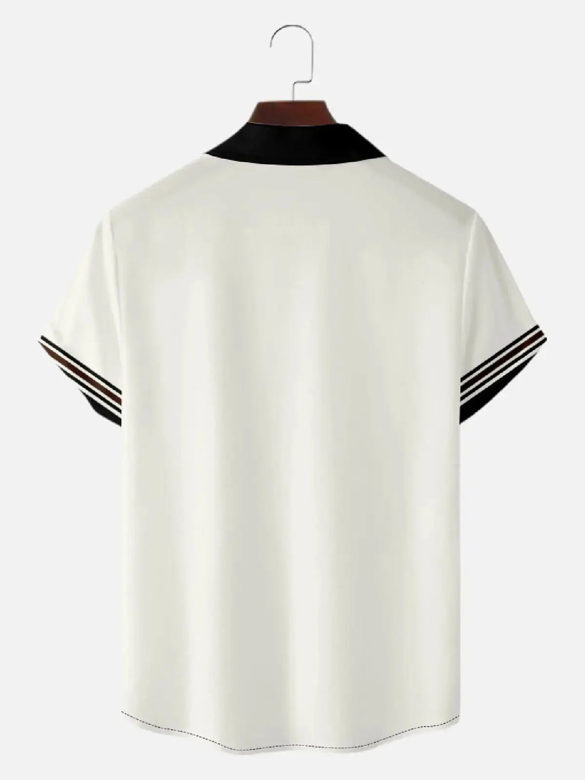 Men's Classic Vertical Stripe Bowling Short Sleeve Shirt ElevenOasis