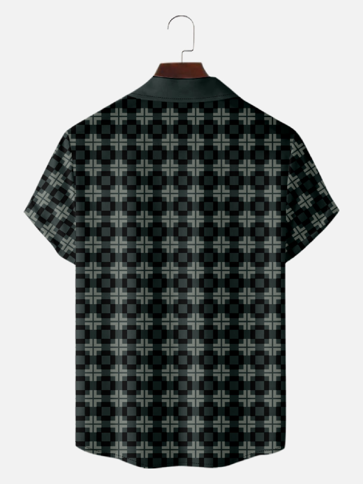 Men’s Art Pattern Camp Collar Short Sleeve Shirt Geometric Crosshatch Pattern Eleven Oasis