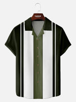 Tall Men's Classic Color-block Panel Stripe Camp Collar Short Sleeve Shirt Eleven Oasis
