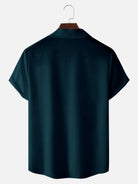 Tall Men's Classic Color-block Panel Stripe Camp Collar Short Sleeve Shirt Eleven Oasis