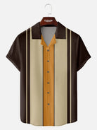 Tall Men's Classic Color-block Panel Stripe Camp Collar Short Sleeve Shirt Eleven Oasis