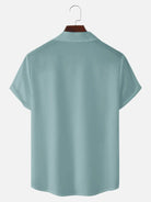 Tall Men's Classic Color-block Panel Stripe Camp Collar Short Sleeve Shirt Eleven Oasis