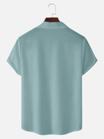 Tall Men's Classic Color-block Panel Stripe Camp Collar Short Sleeve Shirt Eleven Oasis