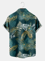 Men's Golden Leaf Jungle Hawaiian Short Sleeve Shirt ElevenOasis