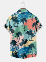 Men's Abstract Palm Silhouette Hawaiian Short Sleeve Shirt ElevenOasis