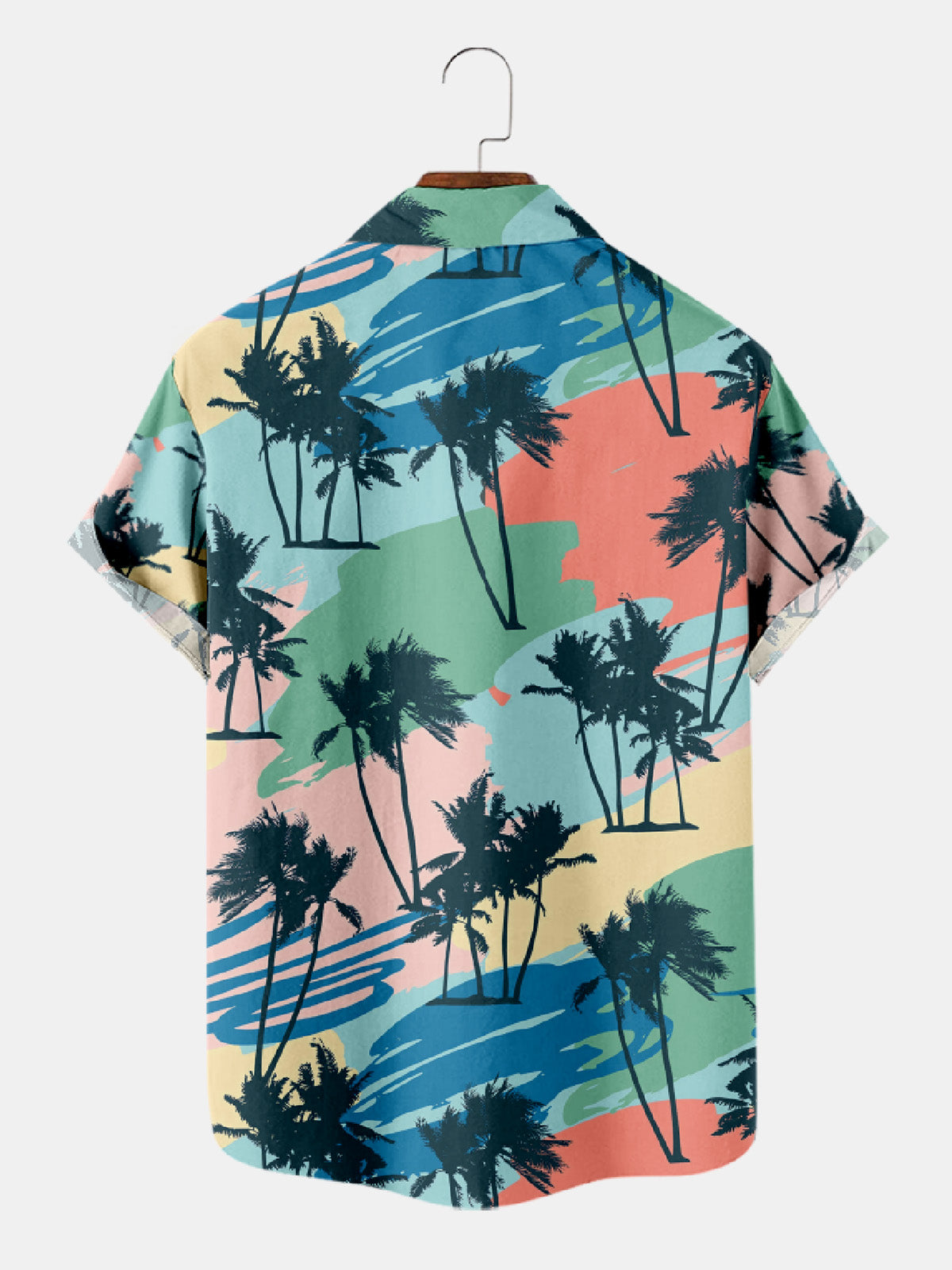Men's Abstract Palm Silhouette Hawaiian Short Sleeve Shirt ElevenOasis