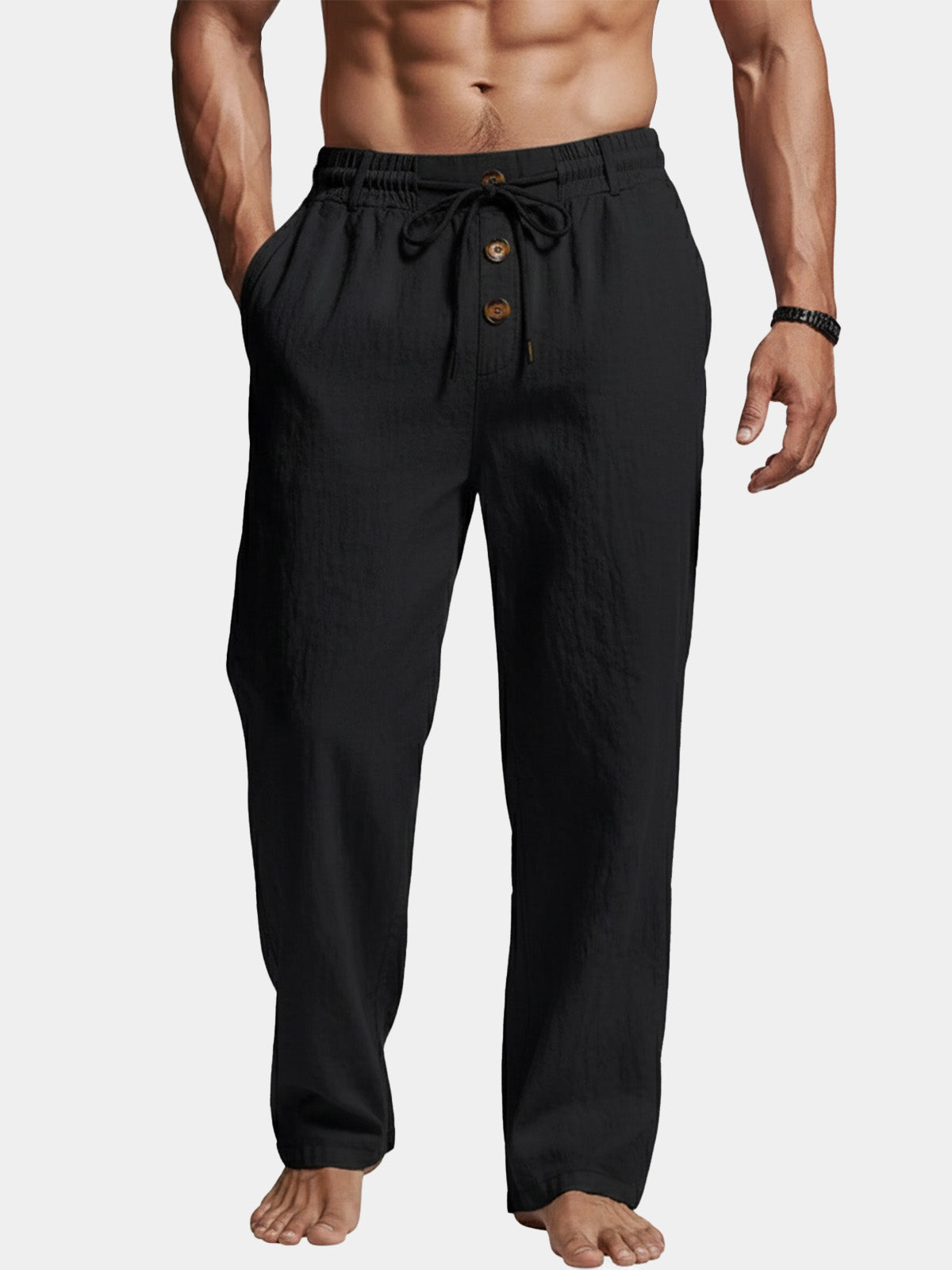 Men's Linen Blend Wide Leg Lounge Pants ElevenOasis