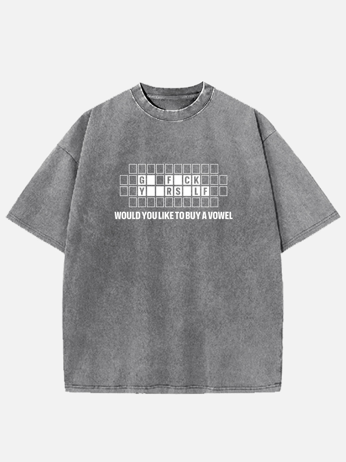 Wheel of Fortune Would You Like to Buy a Vowel Acid Wash Cotton T-Shirt Eleven Oasis