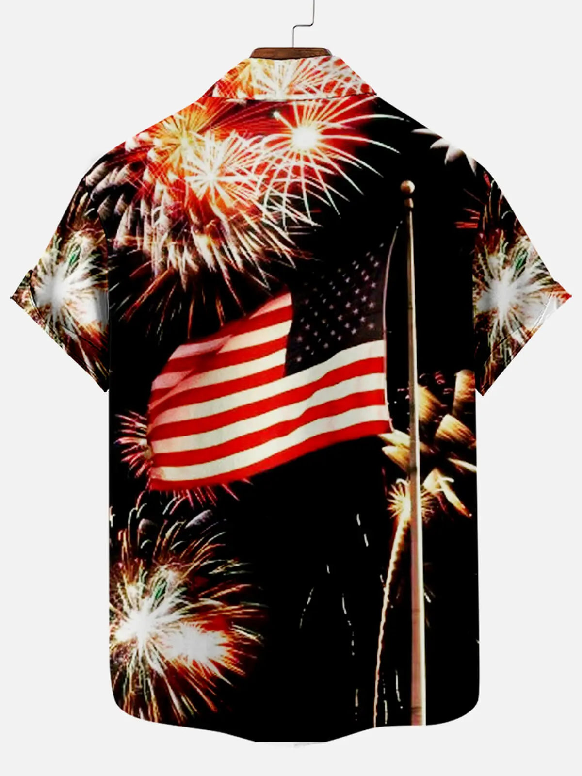 Firework Flag Pattern Men's Short Sleeve ShirtMens short sleeve shirts Big and tall Mens shirts Short sleeve shirts for men Mens 4xl shirts Casual short sleeve shirts