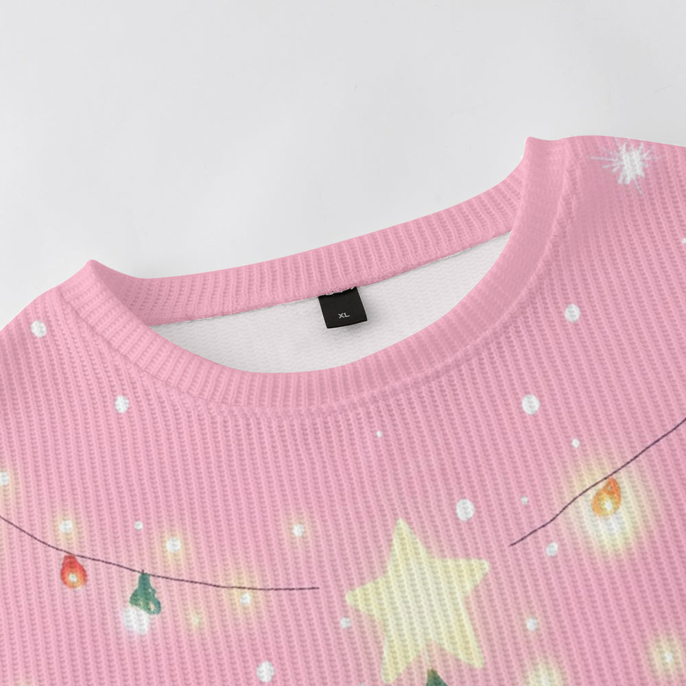 Cozy Christmas Tree with Glow Lights Pink Knitted Sweatshirt, mens short sleeve shirts?¨º?big and tall mens shirts?¨º?short sleeve shirts for men?¨º?mens 4xl shirts?¨º?casual short sleeve shirts