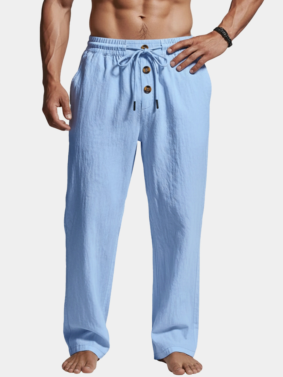 Men's Linen Blend Wide Leg Lounge Pants ElevenOasis