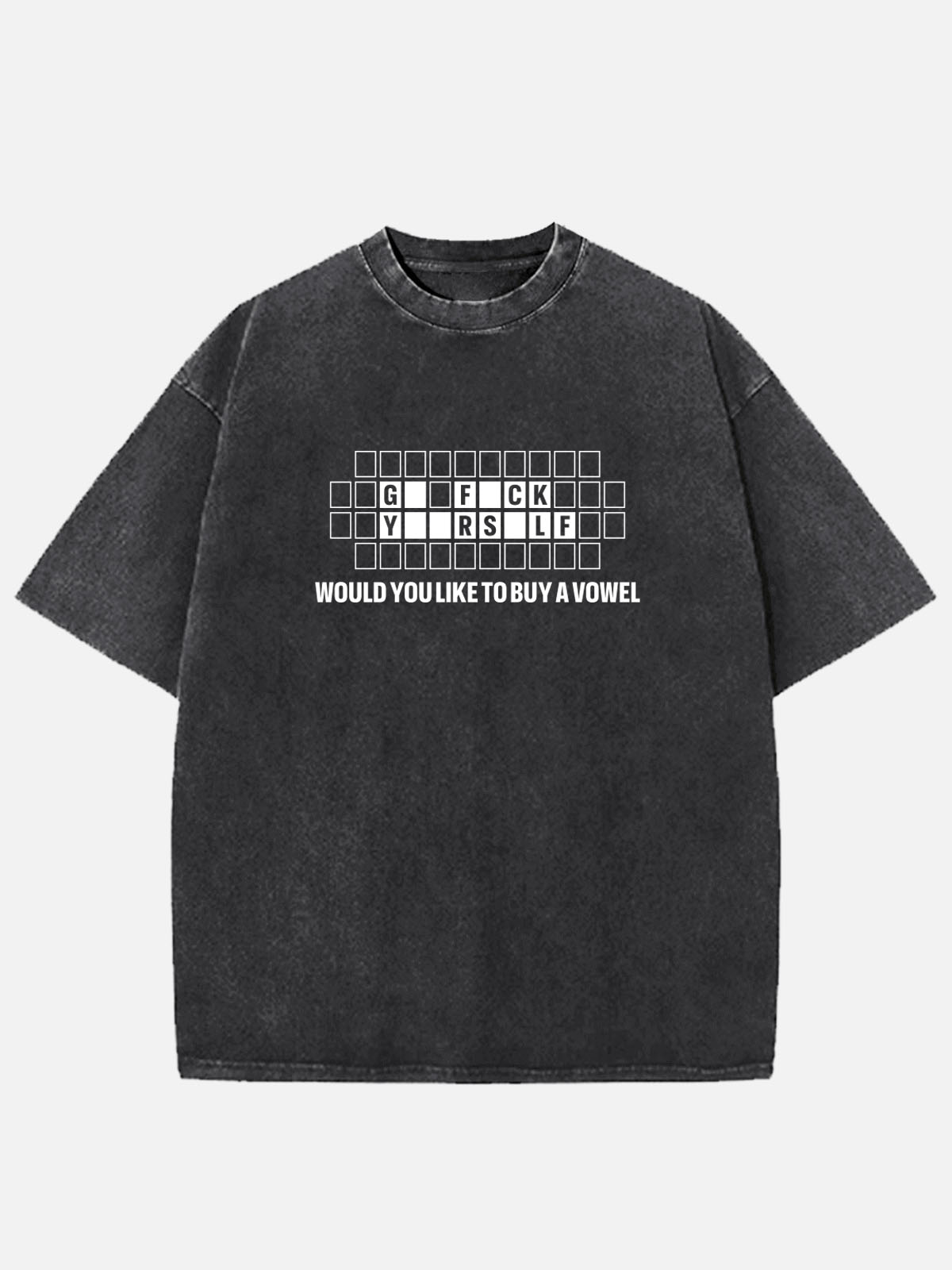 Wheel of Fortune Would You Like to Buy a Vowel Acid Wash Cotton T-Shirt Eleven Oasis