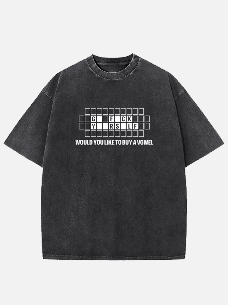 Men's Slogan Design Cotton Round Neck Short Sleeve T-Shirt WOULD YOULKETO BUY AVOWEL Eleven Oasis
