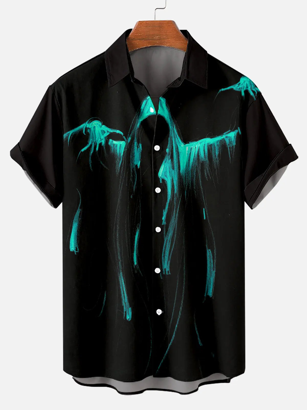 Tall Men's Grim Reaper Halloween Short Sleeve Shirt Eleven Oasis