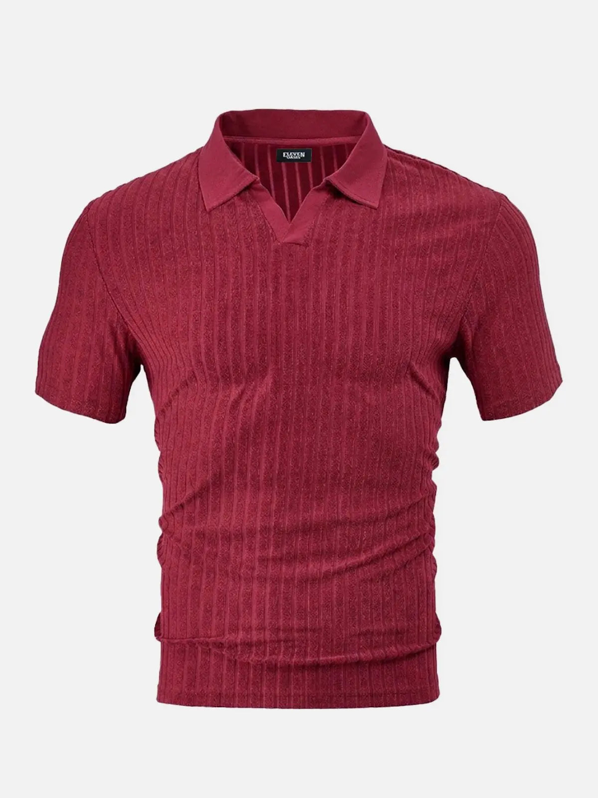Men's Slim Fit Textured Open Collar Polo Shirt Eleven Oasis