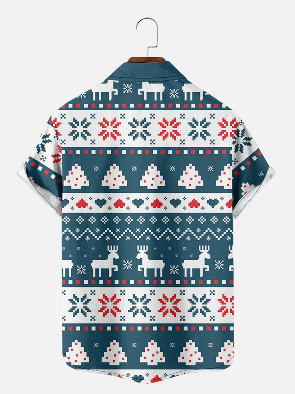 Christmas Patterns Tree Reindeers Snow Short Sleeve Shirt, mens short sleeve shirts?¡§o?big and tall mens shirts?¡§o?short sleeve shirts for men?¡§o?mens 4xl shirts?¡§o?casual short sleeve shirts