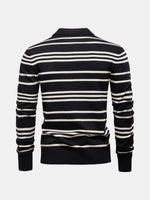 Men's Striped Knit Long Sleeve Polo Eleven Oasis