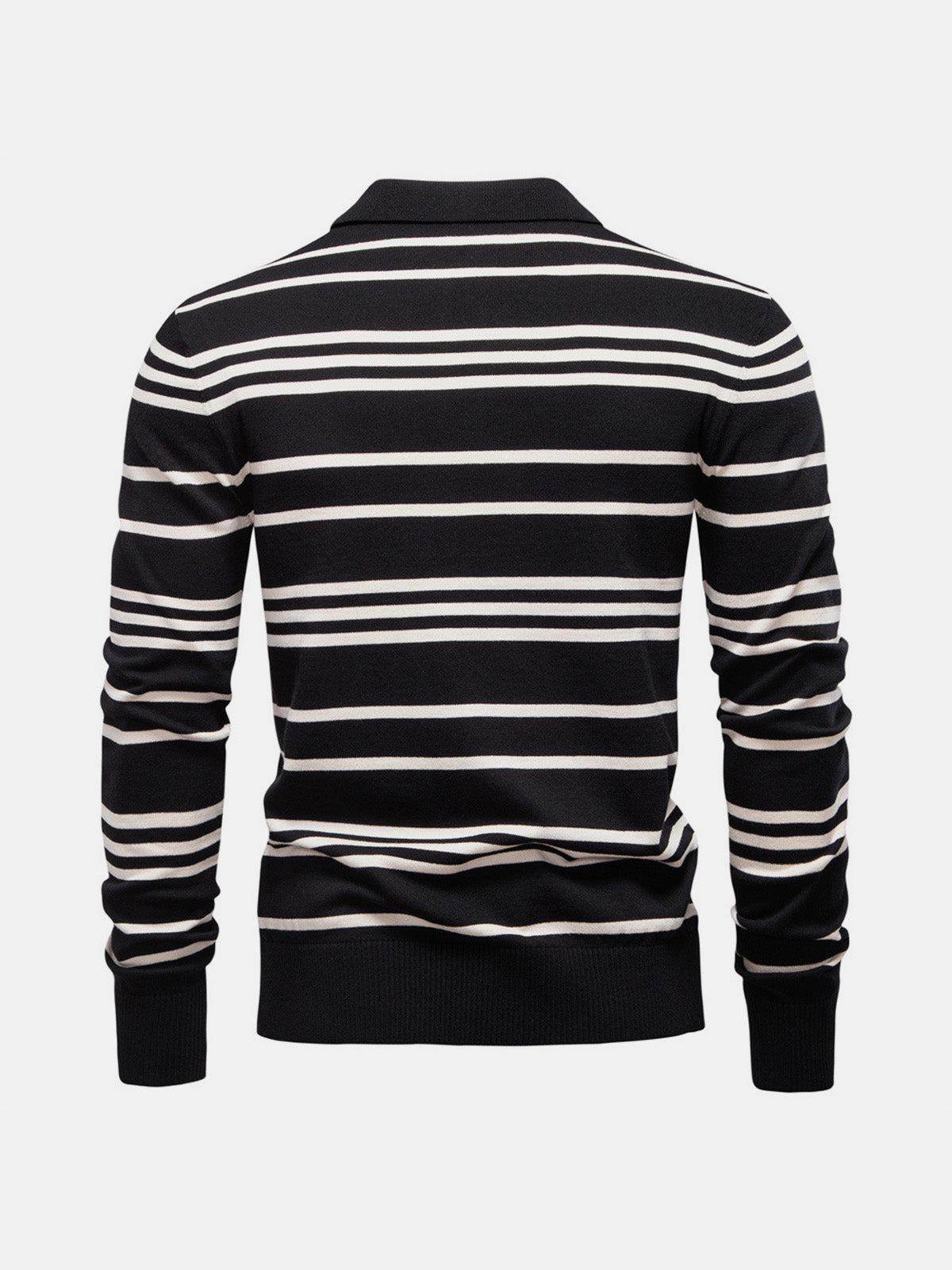 Men's Striped Knit Long Sleeve Polo Eleven Oasis