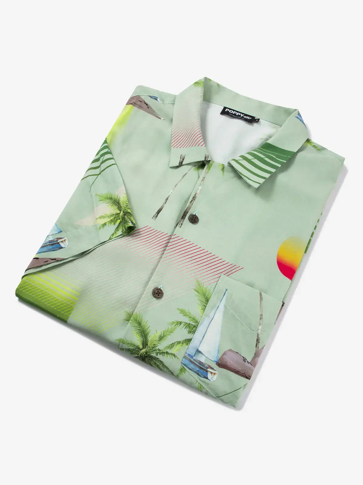 POPPY ATLR Men's Island Hopping Aloha ShirtMens short sleeve shirts Big and tall Mens shirts Short sleeve shirts for men Mens 4xl shirts Casual short sleeve shirts