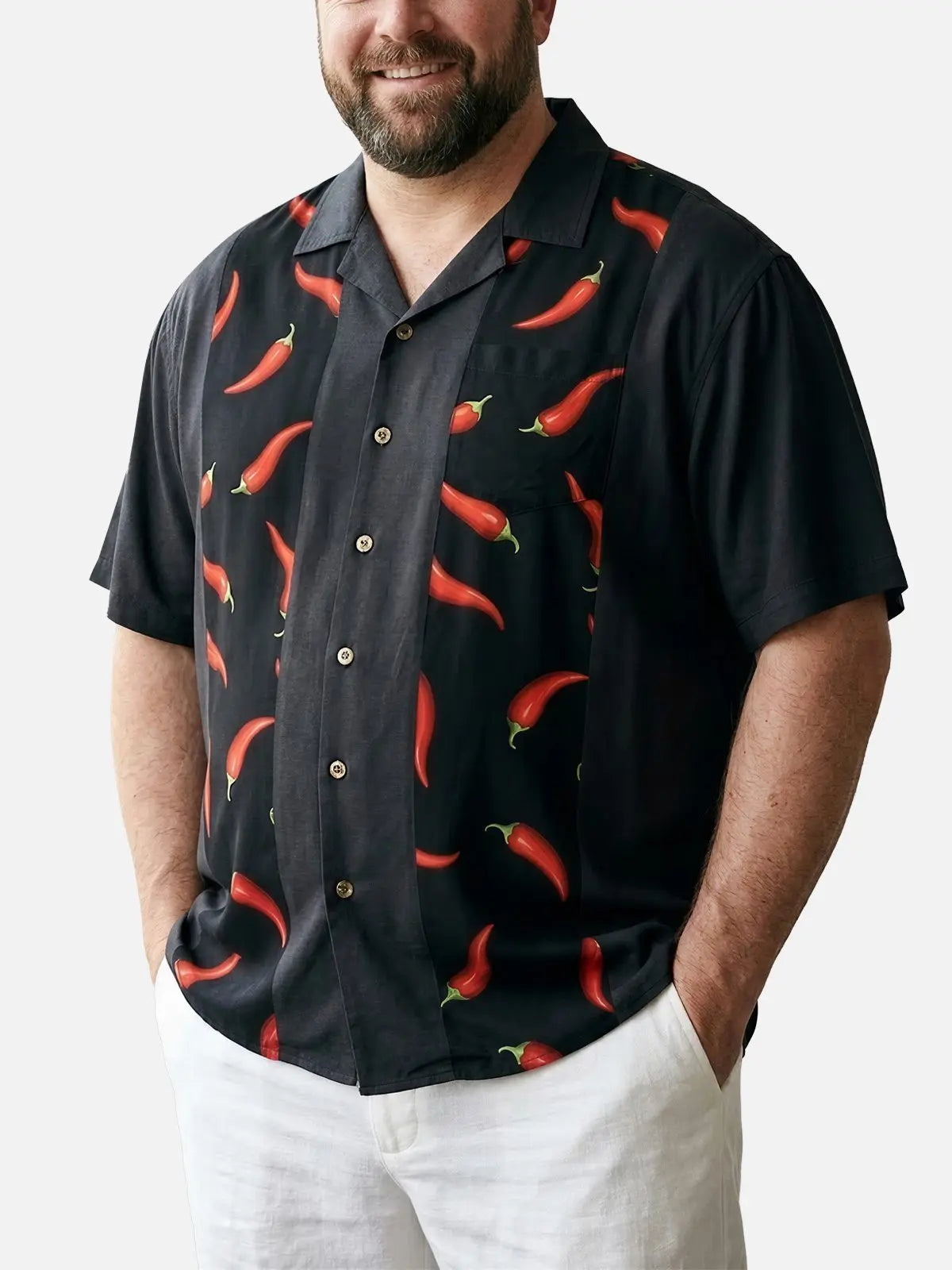 Tall Men's Chili Pepper Bowling Short Sleeve Shirt Eleven Oasis