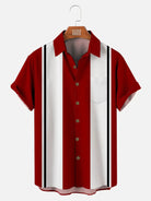 Men's Classic Striped Bowling Style Short Sleeve Shirt ElevenOasis