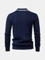Men's Ribbed Knit Long Sleeve Polo Eleven Oasis