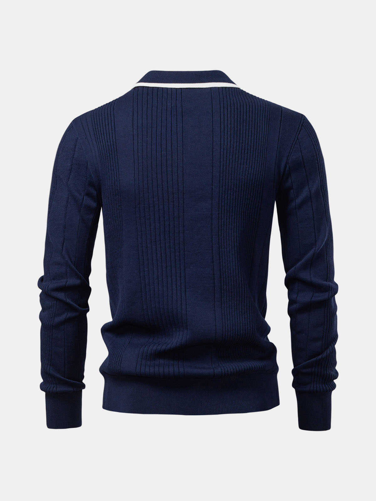 Men's Ribbed Knit Long Sleeve Polo Eleven Oasis