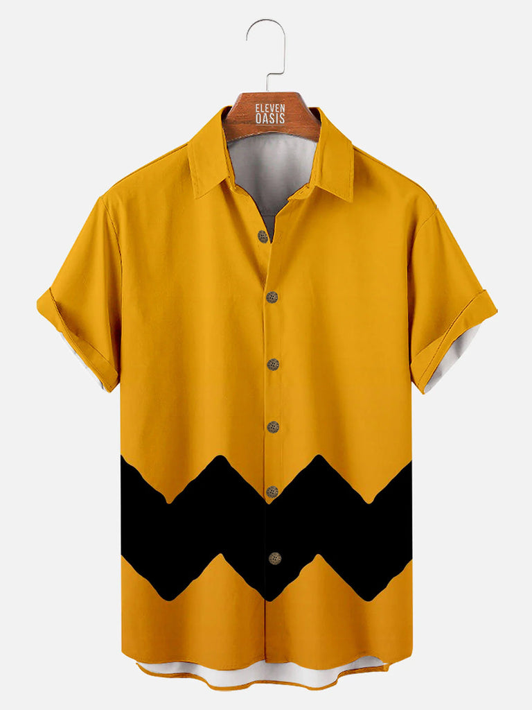 Cartoon Pattern Printing Men's Short-sleeved Lapel ShirtMens short sleeve shirts Big and tall Mens shirts Short sleeve shirts for men Mens 4xl shirts Casual short sleeve shirts