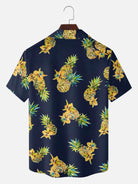 Men's Tropical Pineapple Floral Short Sleeve Shirt ElevenOasis