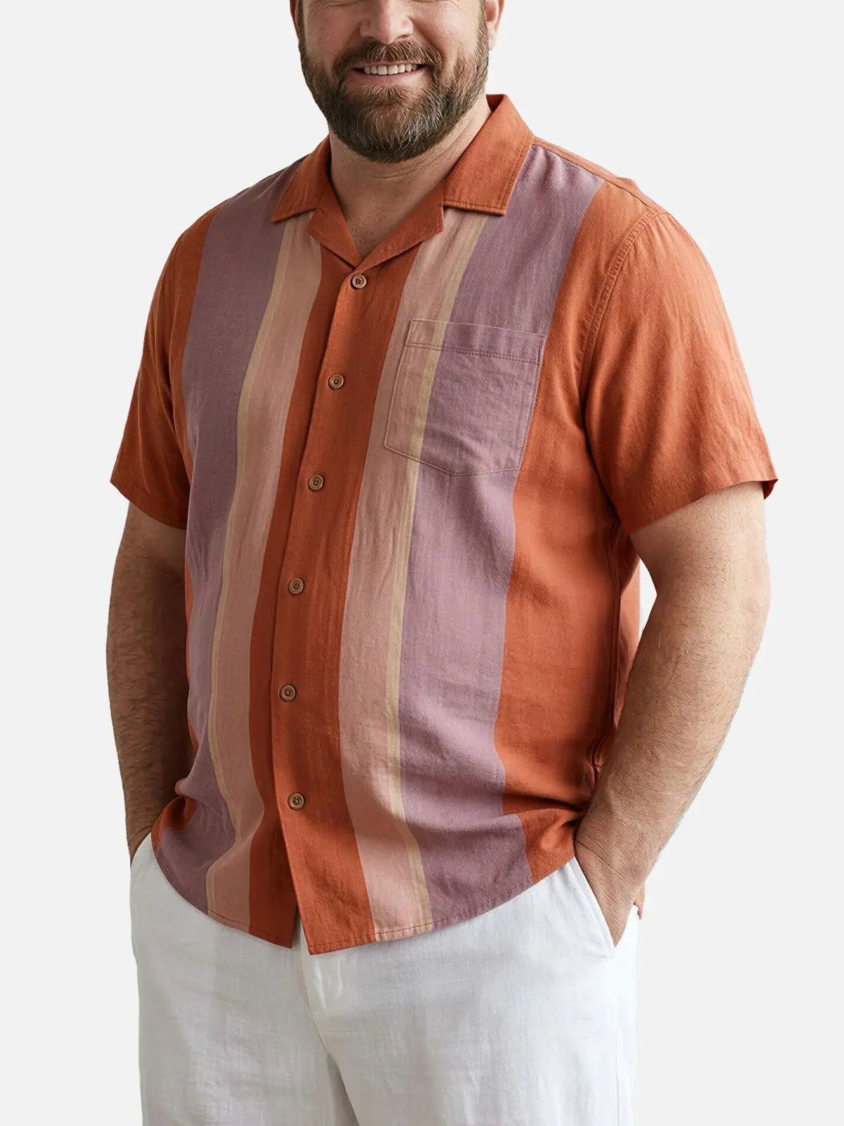 Tall Men's Vintage Panel Camp Collar Short Sleeve Shirt | Eleven Oasis