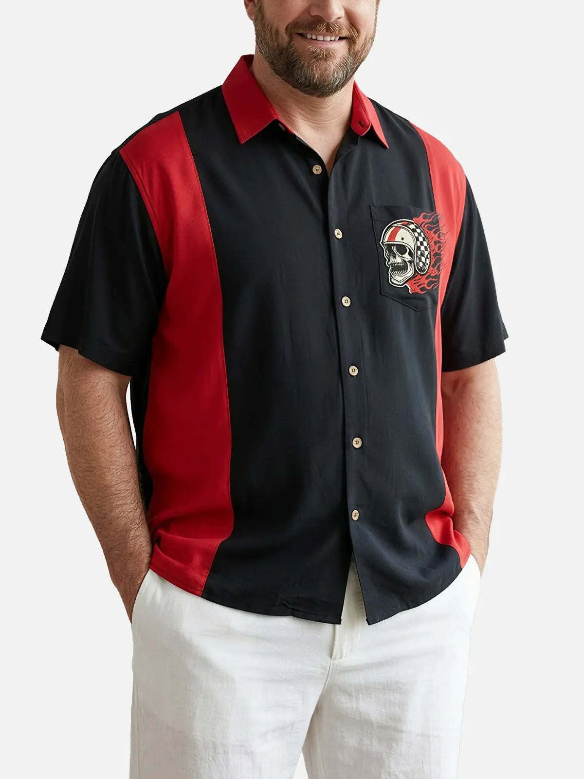 Tall Men's Hot Rod Skull Racer Short Sleeve Shirt Eleven Oasis