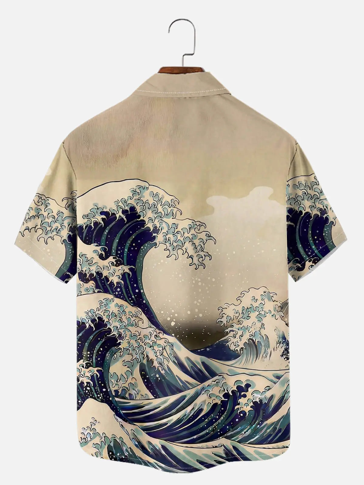 Men's Japanese Godzilla Wave Art Short Sleeve Shirt ElevenOasis