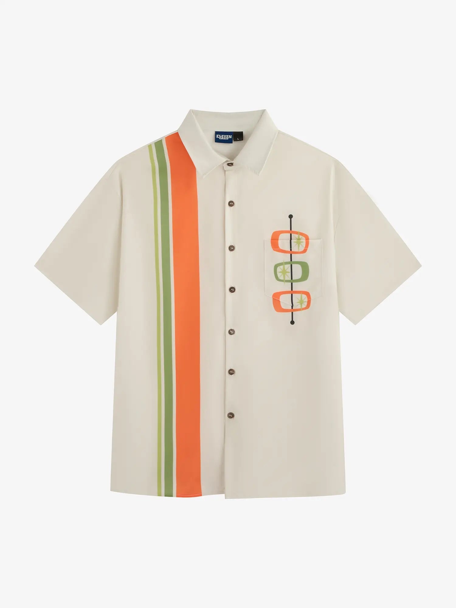 Men's Mid-Century Modern Atomic Bowling Short Sleeve Shirt ElevenOasis