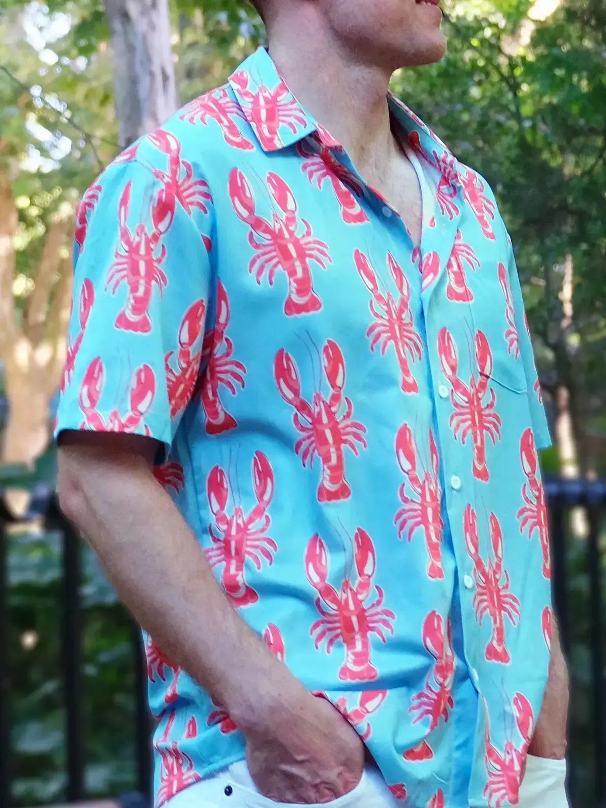 Mardi Gras Lobster Print Men's ShirtMens short sleeve shirts Big and tall Mens shirts Short sleeve shirts for men Mens 4xl shirts Casual short sleeve shirts