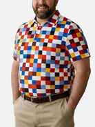 Men's Retro Checkerboard Polo Short Sleeve Shirt Eleven Oasis